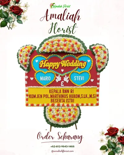 Karangan Papan Bunga Pernikahan di Pulosari